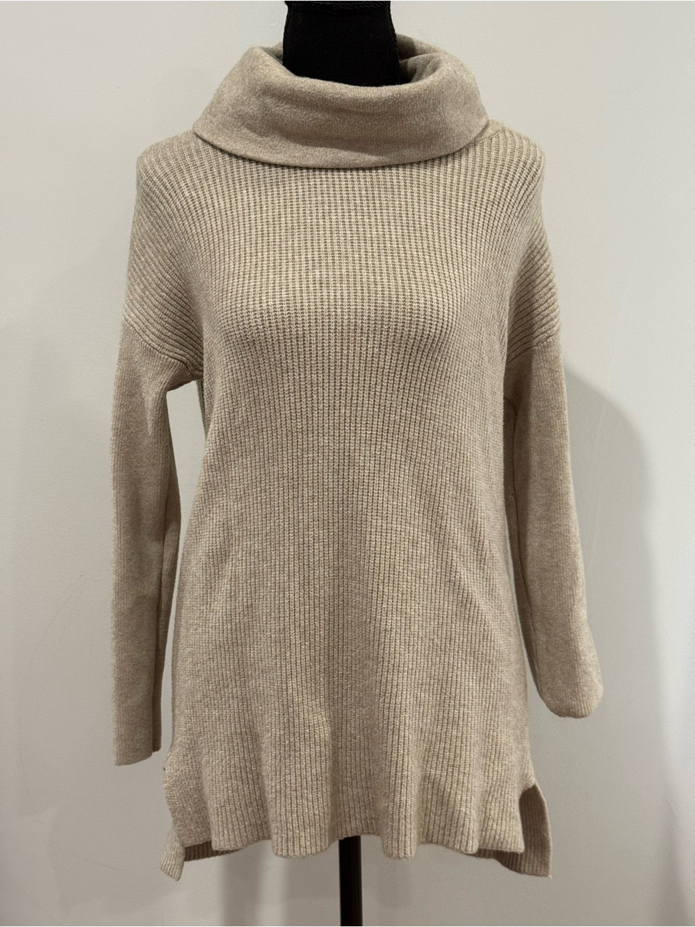 Cyrus XS Cozy Women's Cowl Neck Tunic Sweater in Light Beige 094